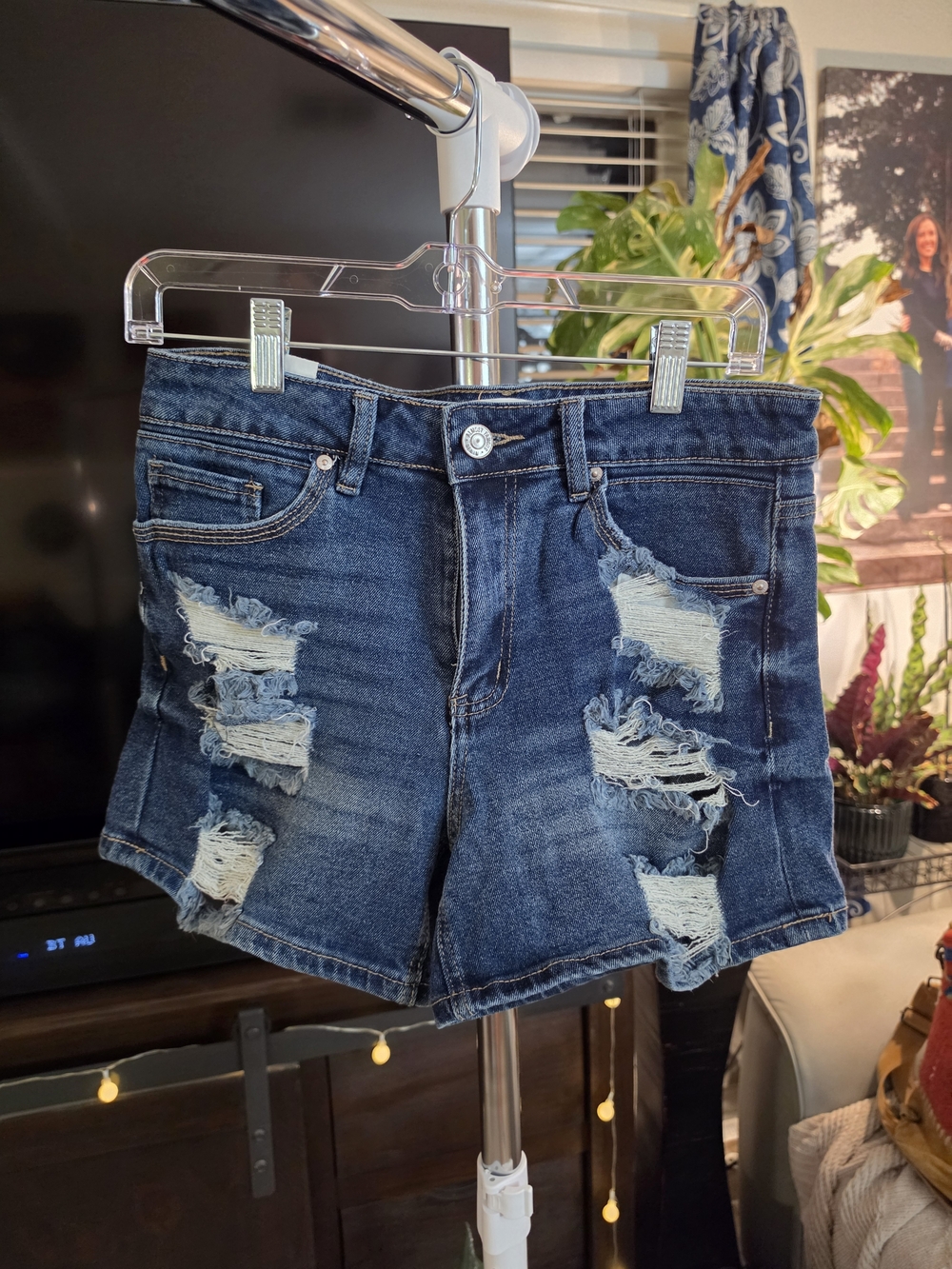Almost Famous Dark Blue Distressed Denim Shorts